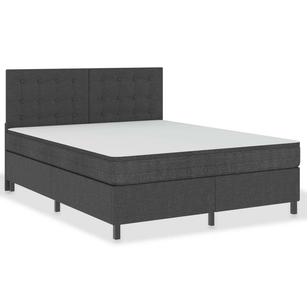 vidaXL Boxspringbett Dunkelgrau Stoff 180x200 cm