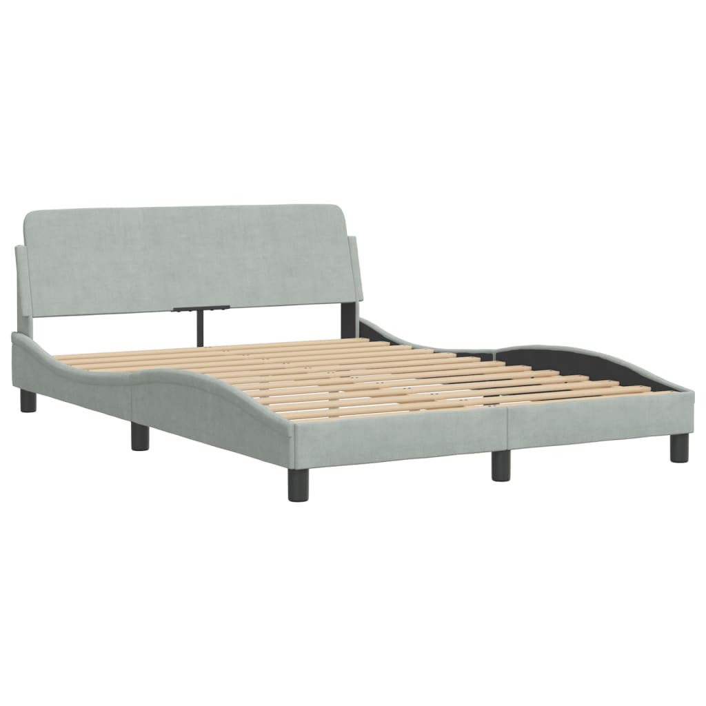 vidaXL Bett mit Matratze Hellgrau 140x200 cm Samt