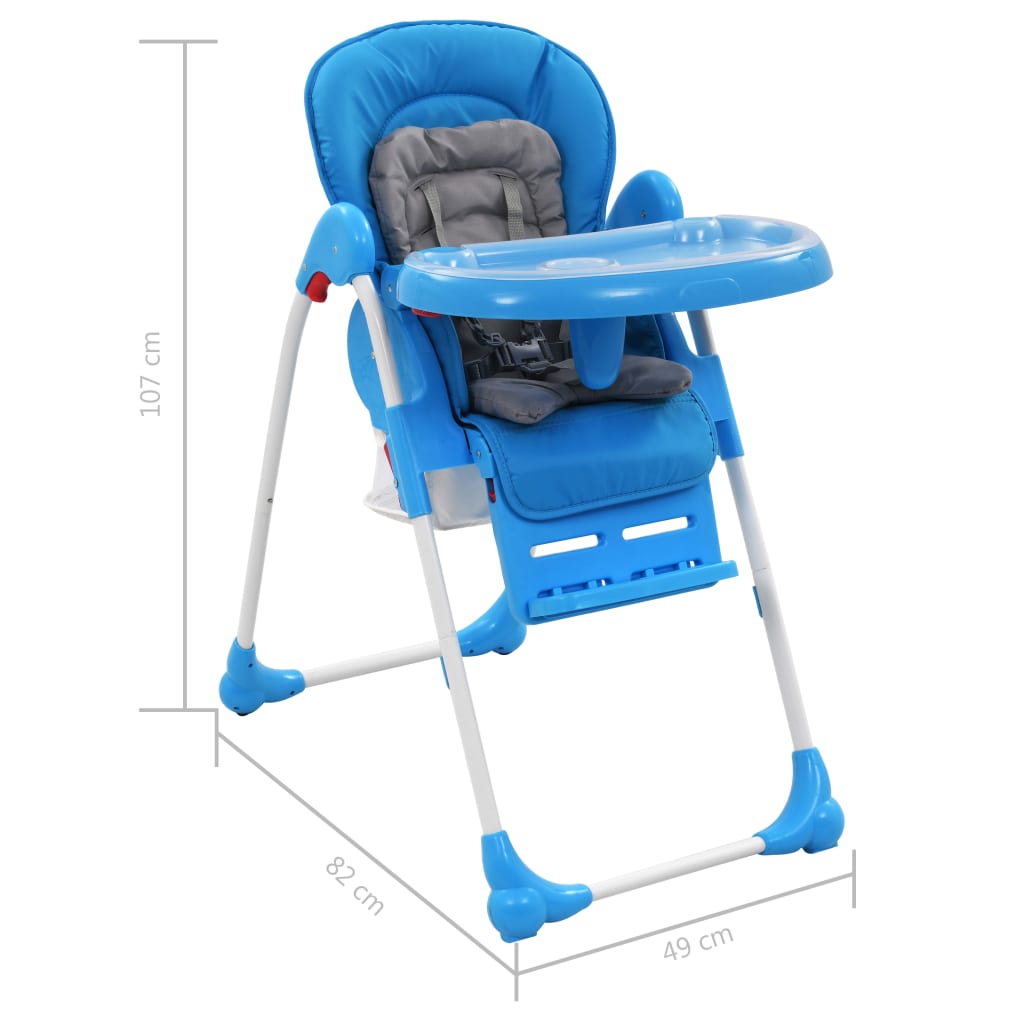 vidaXL Baby-Hochstuhl Blau und Grau 