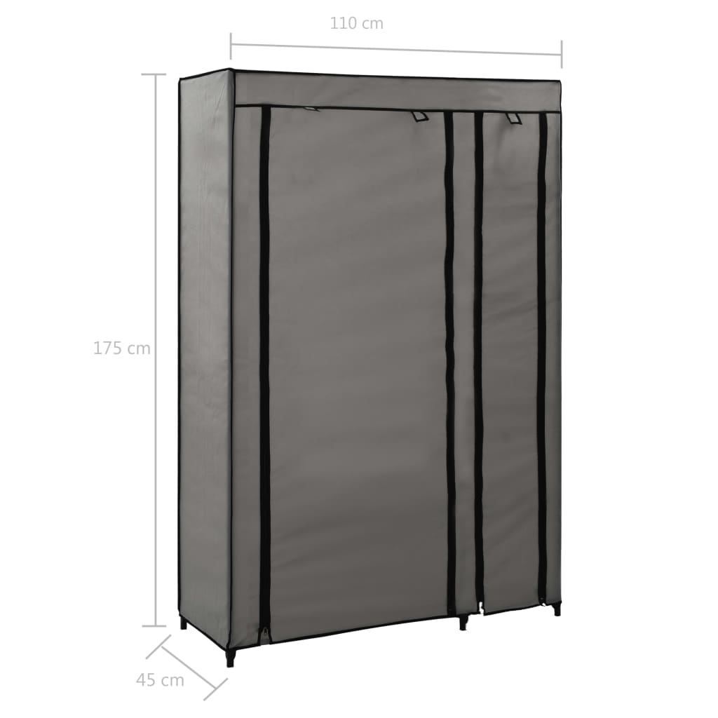 vidaXL Faltschrank Grau 110x45x175 cm Stoff