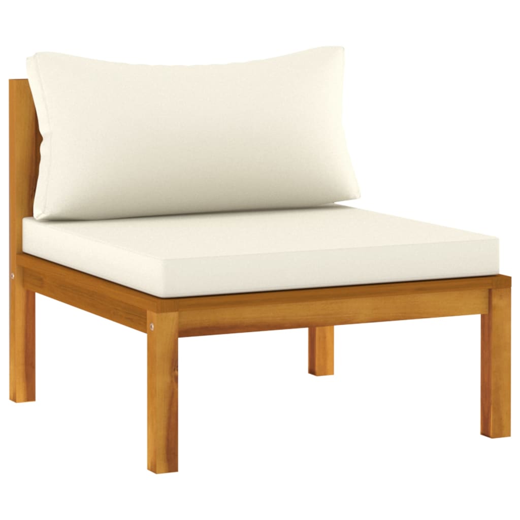 vidaXL 10-tlg. Garten-Lounge-Set mit Creme Kissen Massivholz Akazie