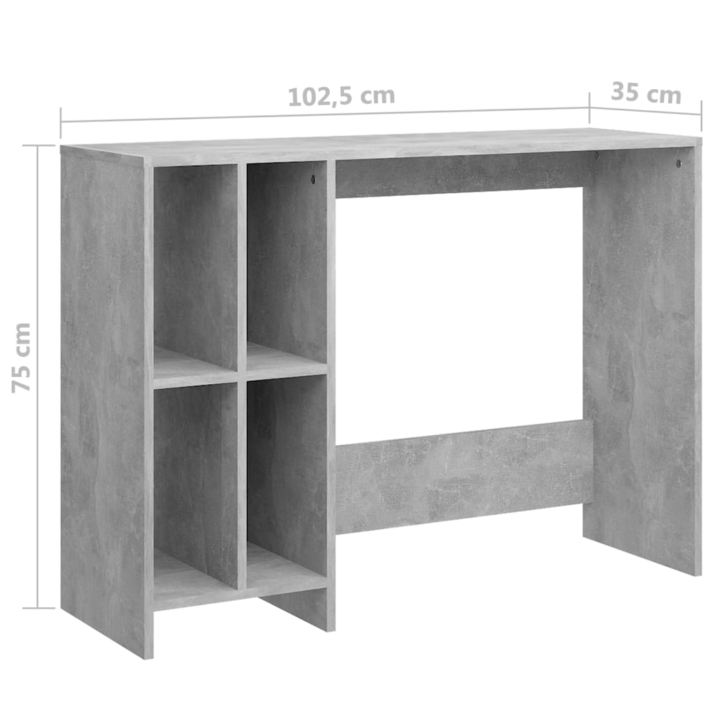 vidaXL Computertisch Betongrau 102,5x35x75 cm Holzwerkstoff