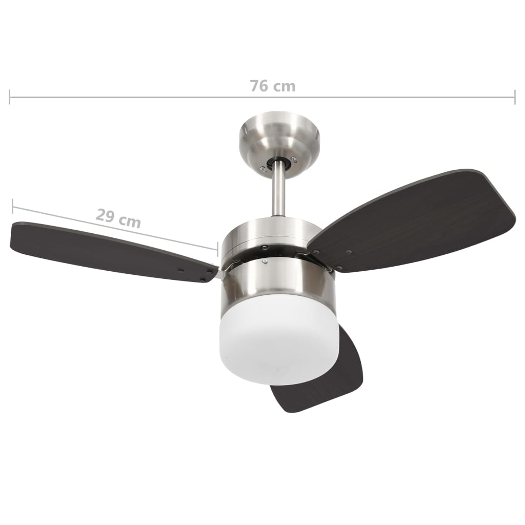 vidaXL Deckenventilator mit Licht und Fernbedienung 76 cm Dunkelbraun