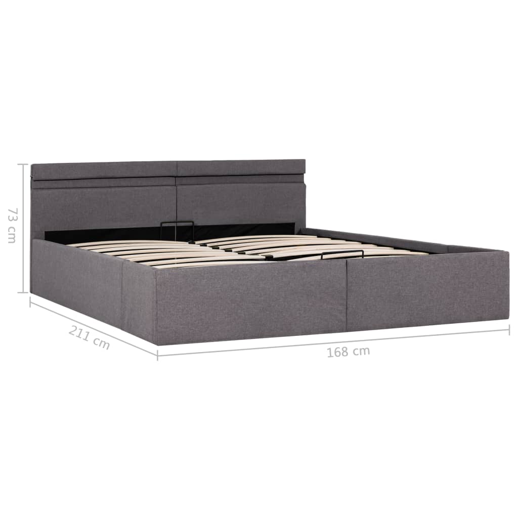 vidaXL Bett mit Bettkasten Hydraulisch mit LED Taupe Stoff 160x200 cm 