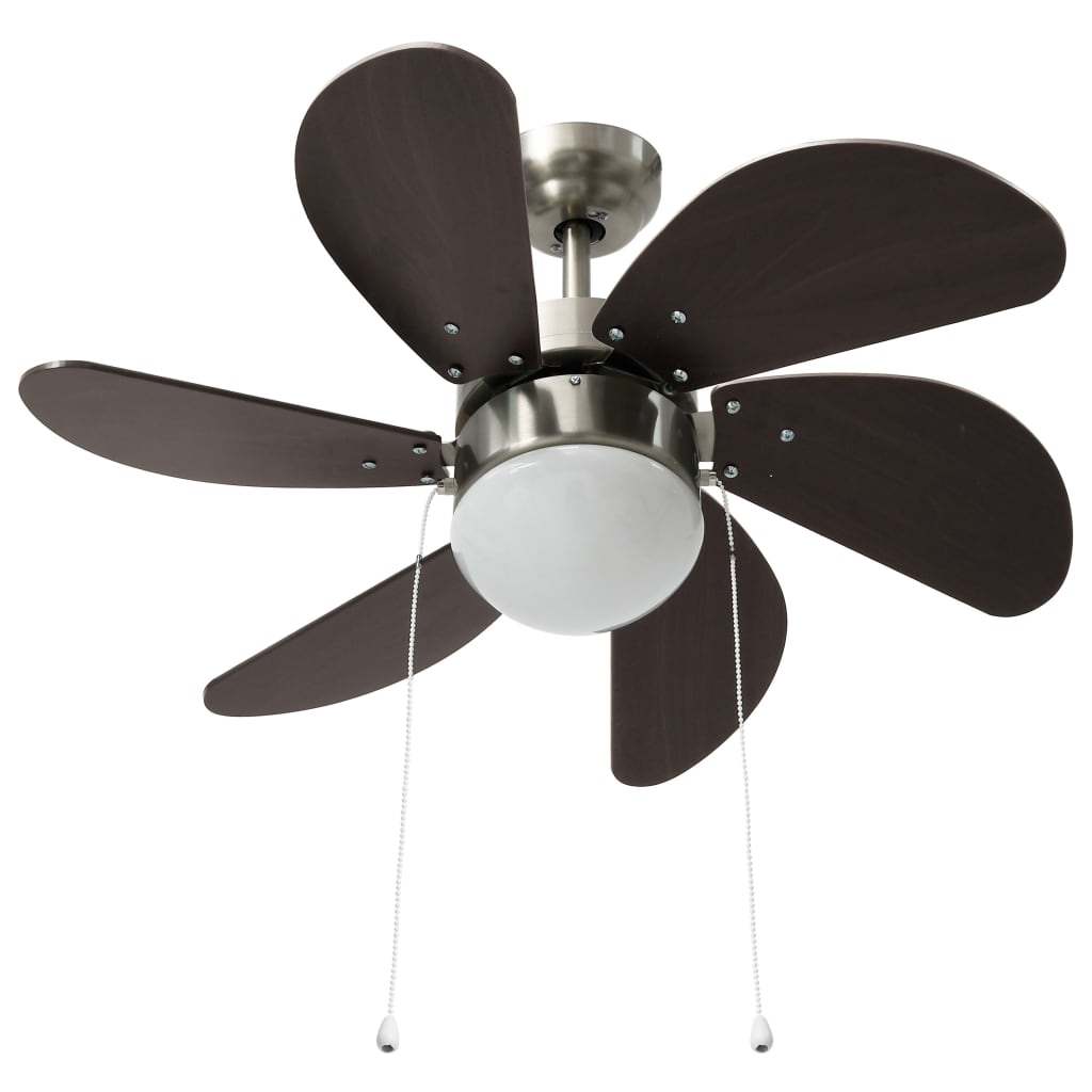 vidaXL Deckenventilator mit Lampe 76 cm Dunkelbraun