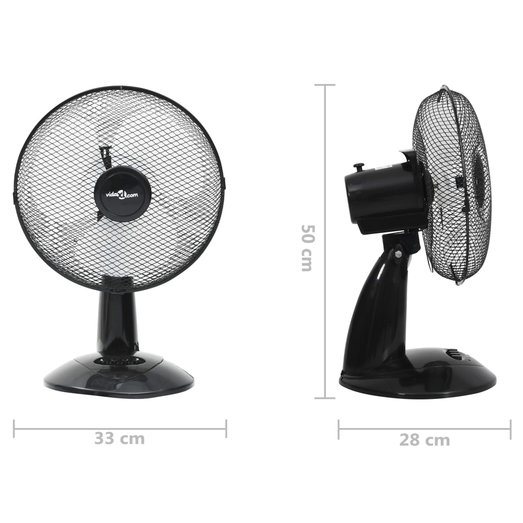 vidaXL Tischventilator 3 Geschwindigkeiten 30 cm 40 W Schwarz