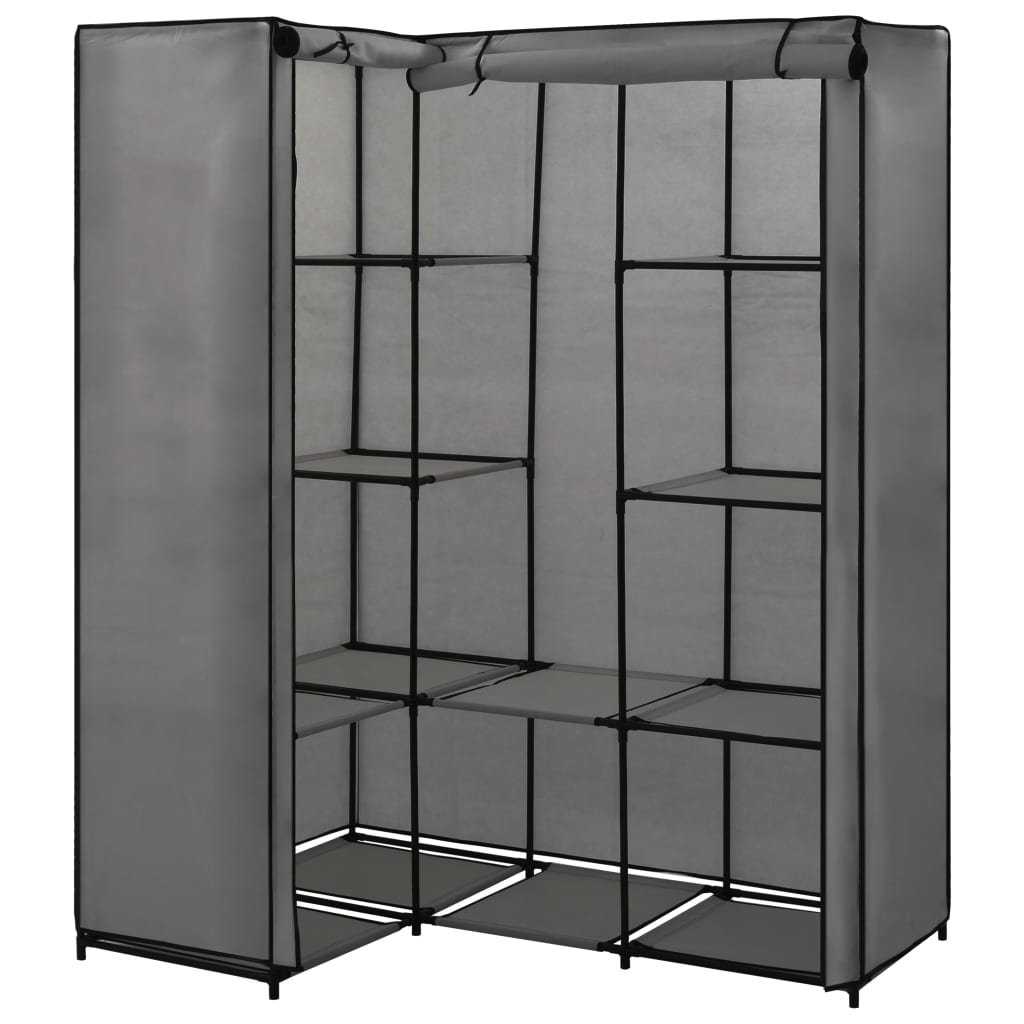 vidaXL Eckkleiderschrank Grau 130 x 87 x 169 cm