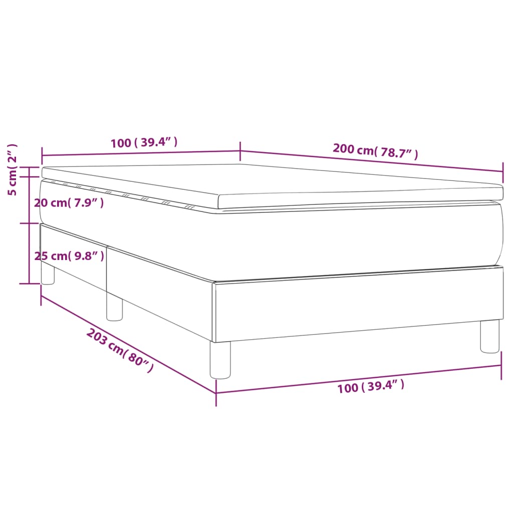 vidaXL Boxspringbett Matratze Cappuccino-Braun 100x200cm Kunstleder