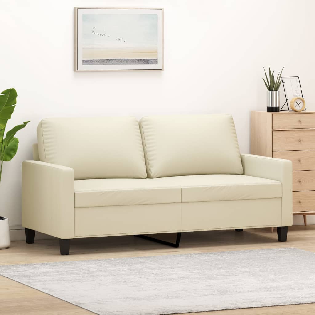 vidaXL 2-Sitzer-Sofa Creme 140 cm Kunstleder