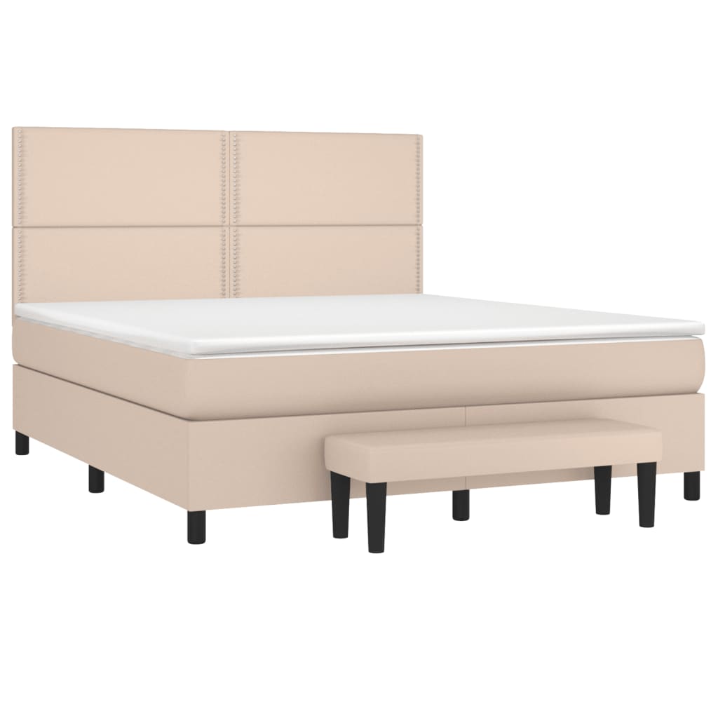 vidaXL Boxspringbett Matratze Cappuccino-Braun 160x200 cm Kunstleder