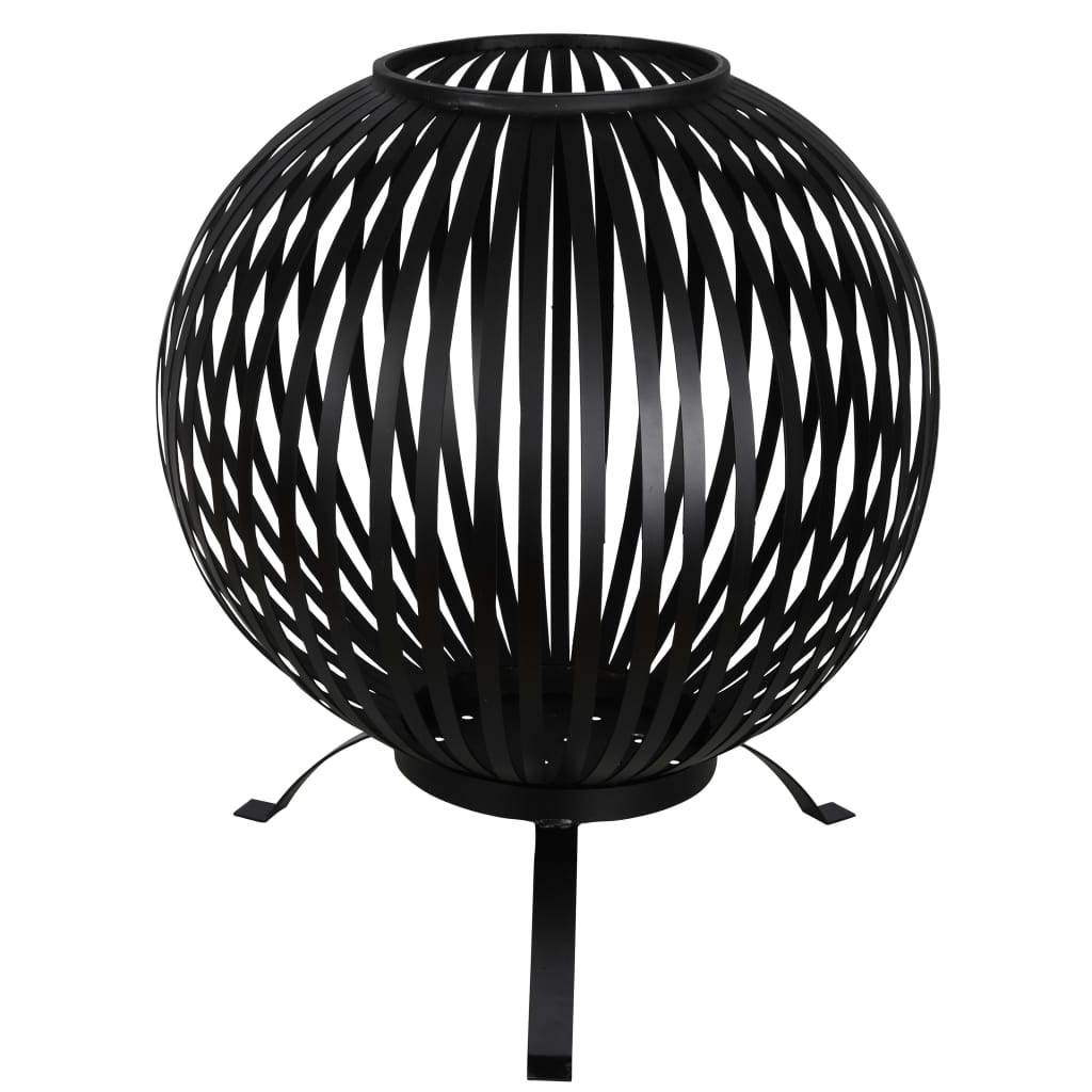 Esschert Design Feuerkorb Ball Gestreift Schwarz Kohlenstoffstahl FF400