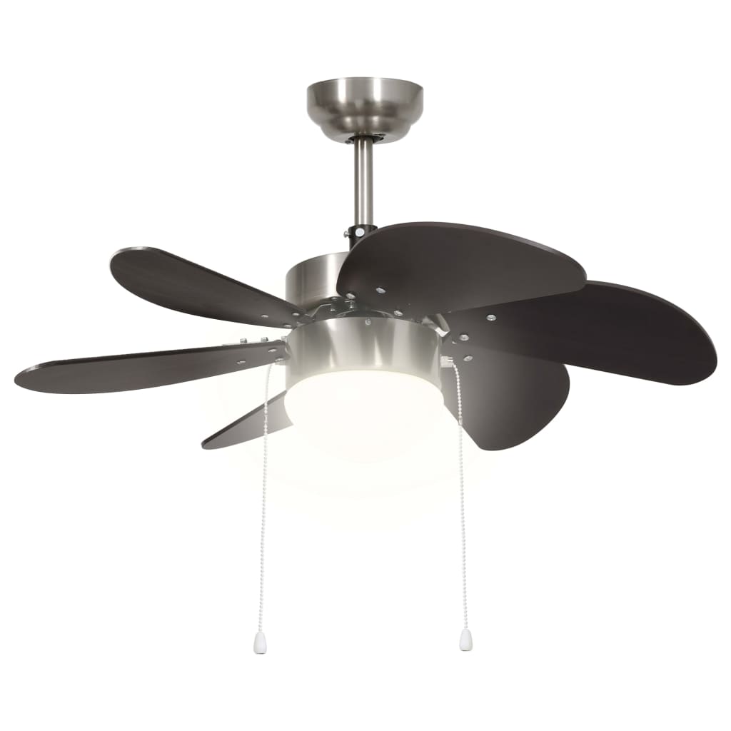 vidaXL Deckenventilator mit Lampe 76 cm Dunkelbraun