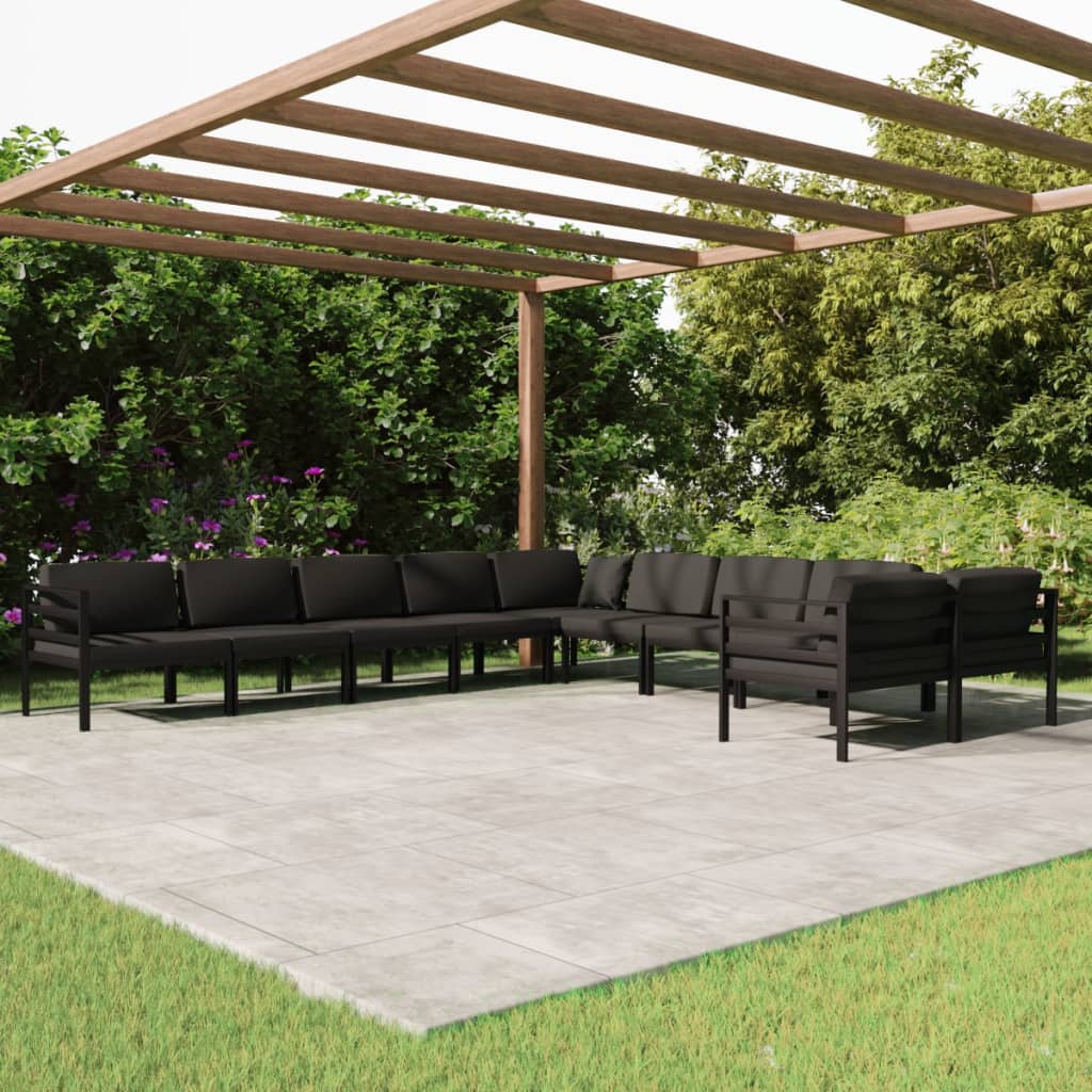 vidaXL 10-tlg. Garten-Lounge-Set mit Kissen Aluminium Anthrazit