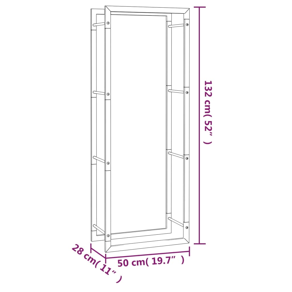 vidaXL Brennholzregal Mattschwarz 50x28x132 cm Stahl