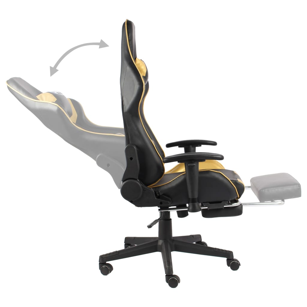 vidaXL Gaming-Stuhl mit Fußstütze Drehbar Golden PVC