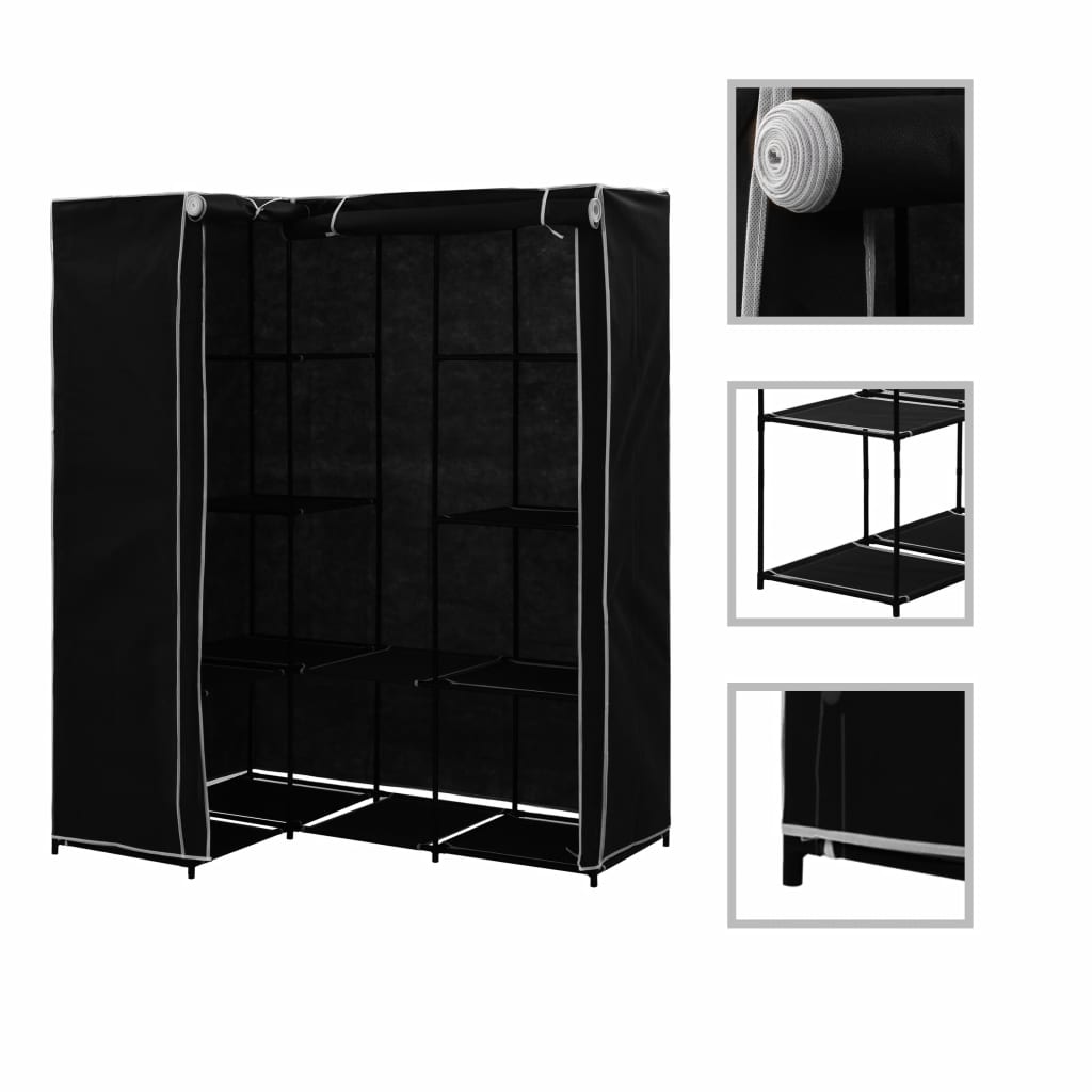 vidaXL Eckkleiderschrank Schwarz 130 x 87 x 169 cm