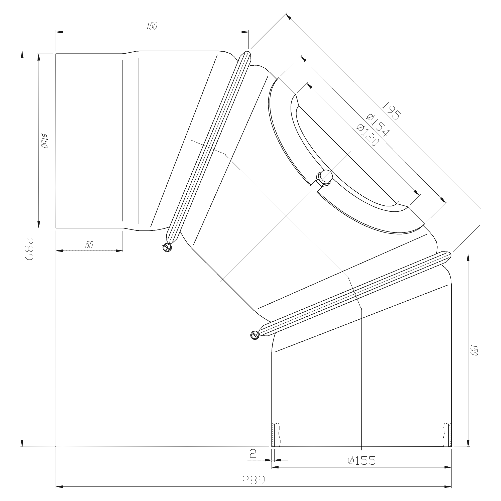 Bewegliches Knie 180/90 mit Revisions Element