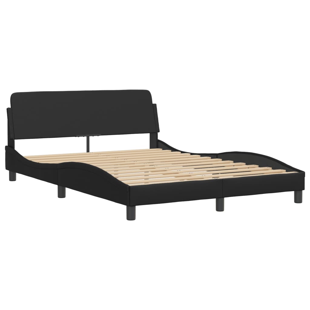 vidaXL Bett mit Matratze Schwarz 140x200 cm Kunstleder