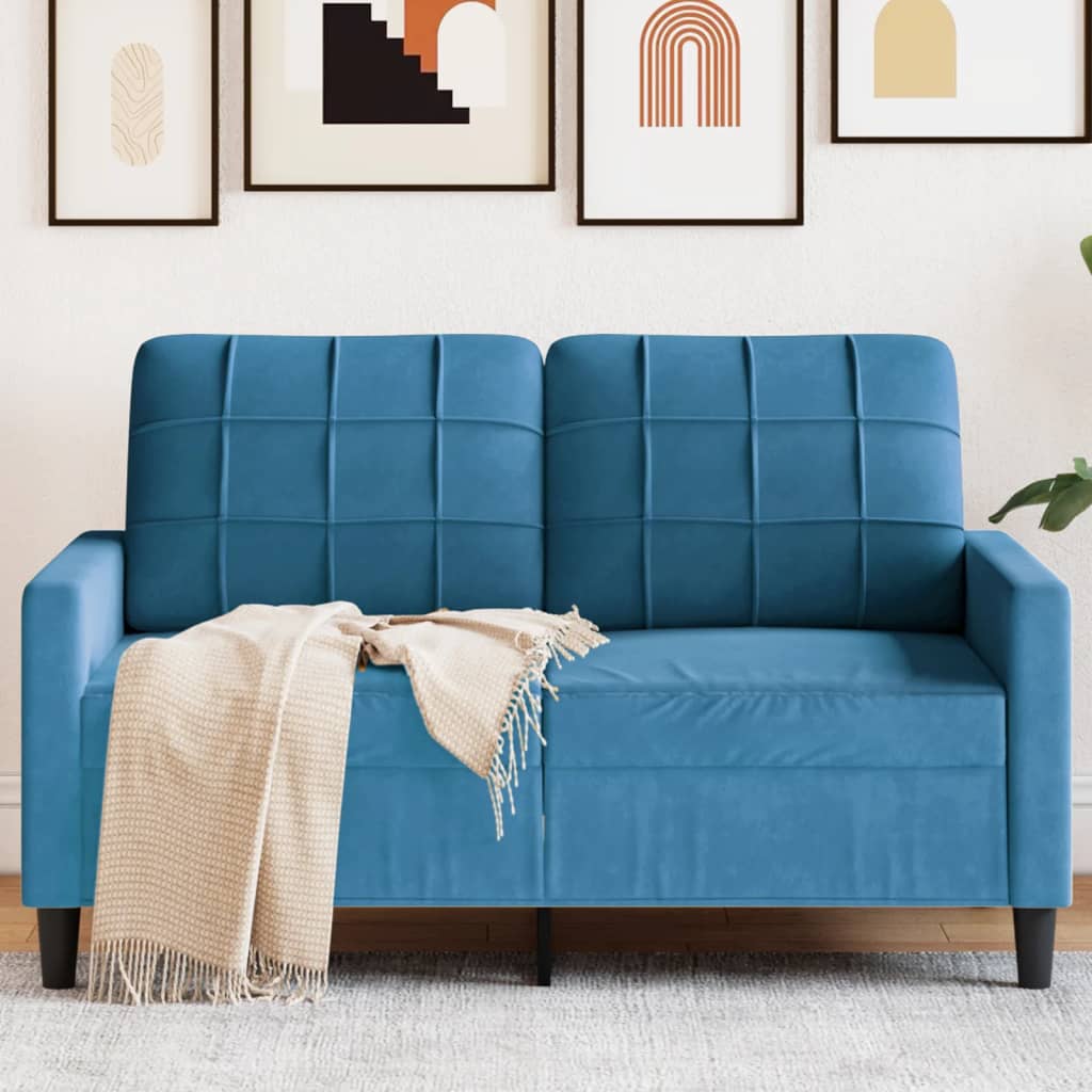 vidaXL 2-Sitzer-Sofa Blau 120 cm Samt