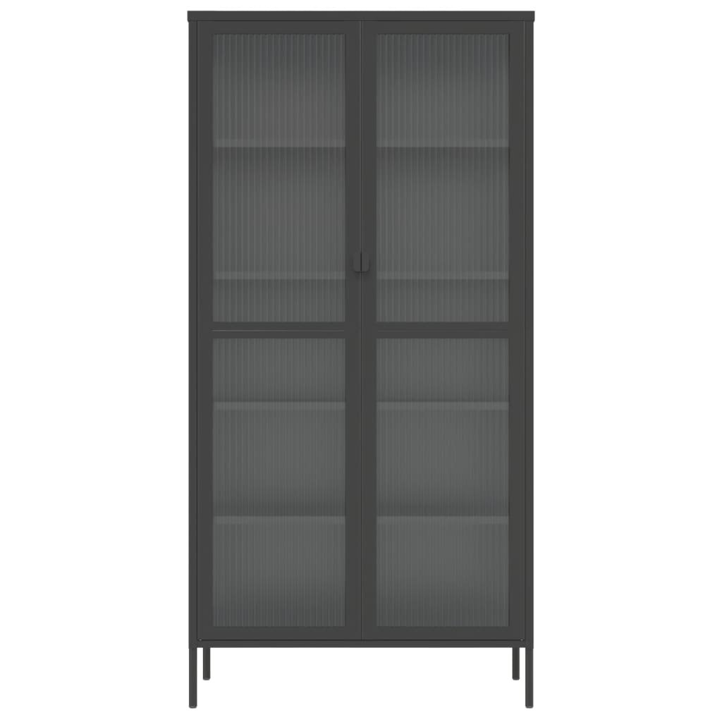 vidaXL Highboard Schwarz 85x40x180 cm Glas und Stahl