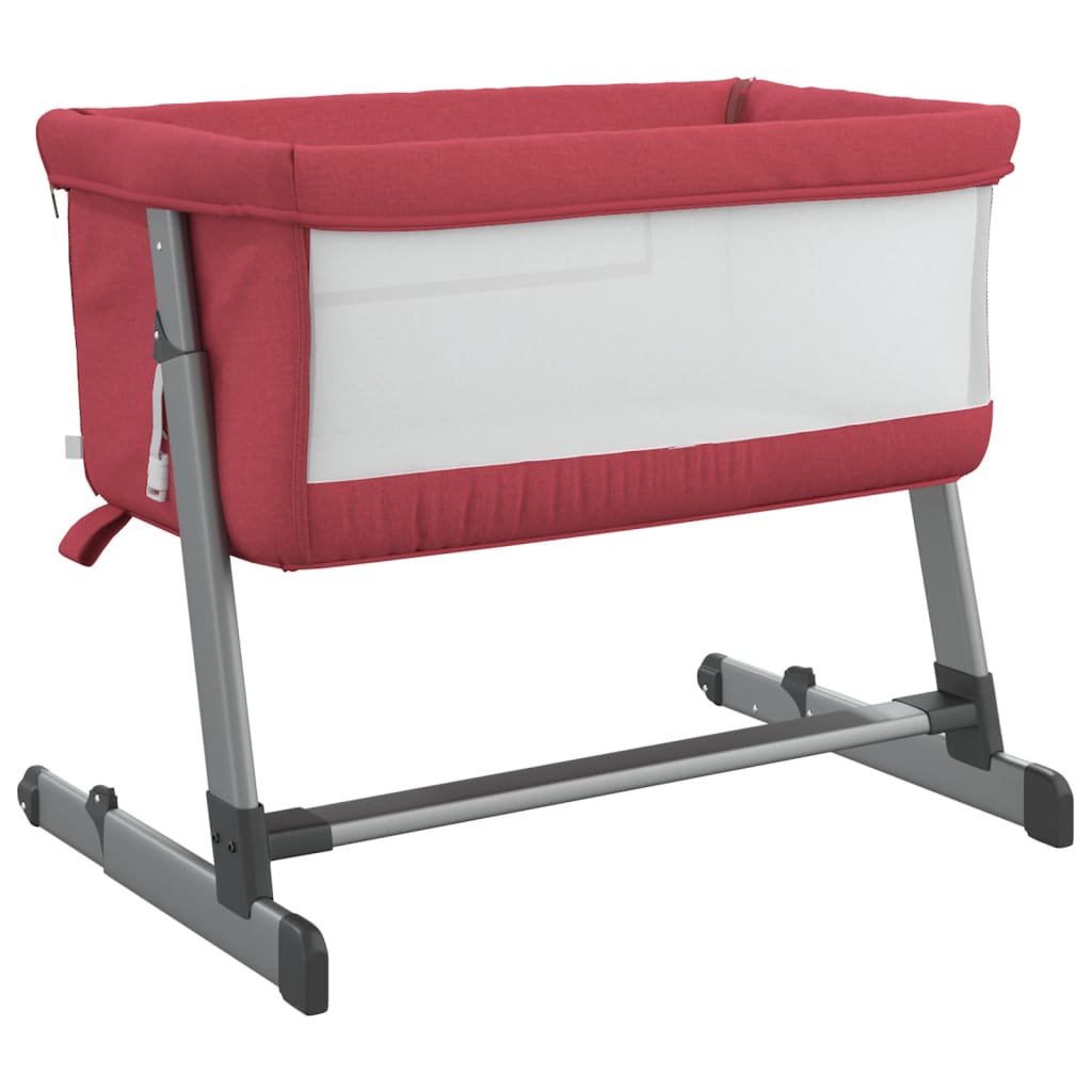 vidaXL Babybett mit Matratze Rot Leinenstoff