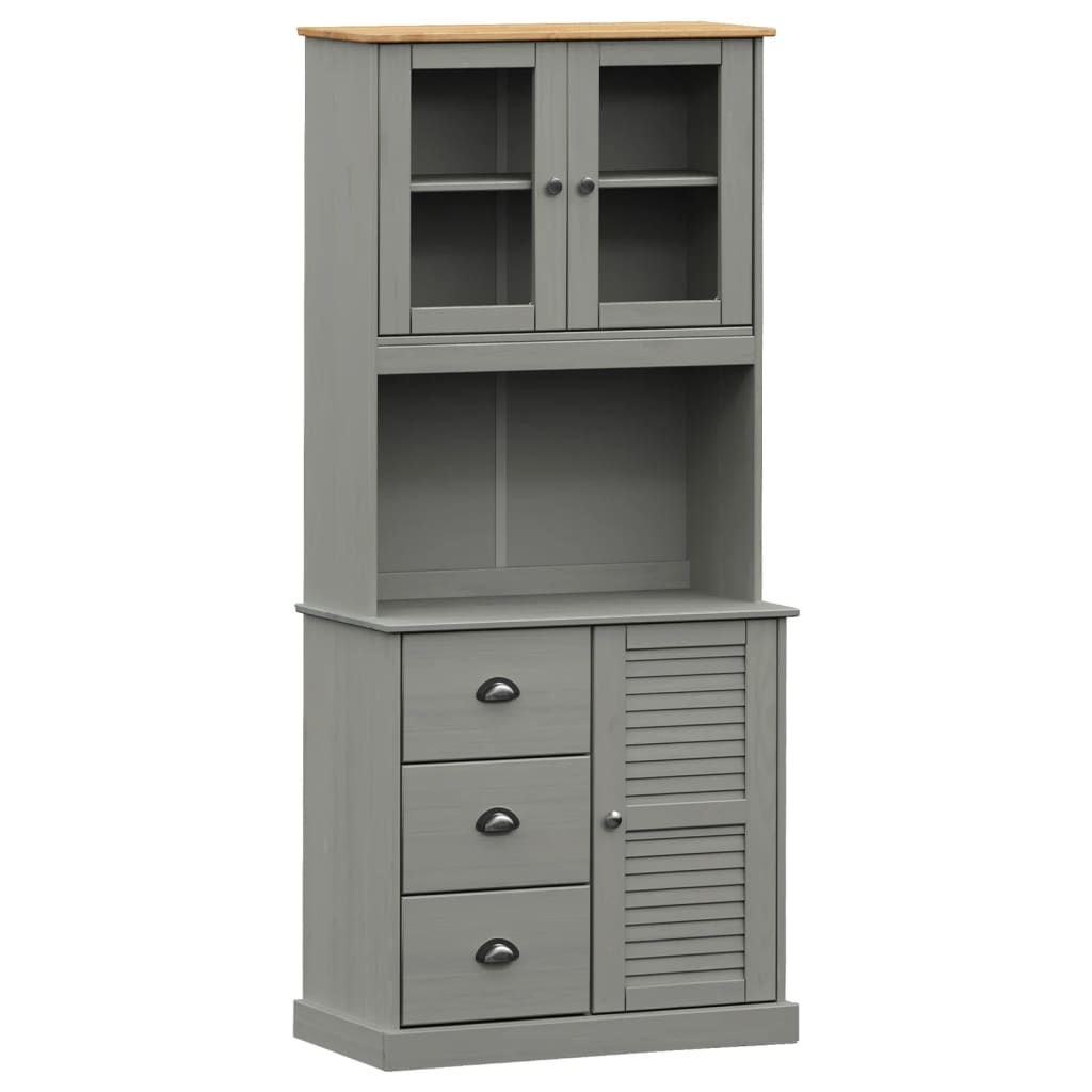 vidaXL Highboard VIGO Grau 78x40x175 cm Massivholz Kiefer