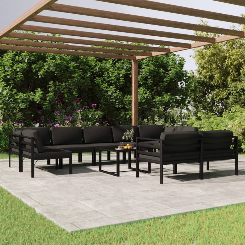 vidaXL 10-tlg. Garten-Lounge-Set mit Kissen Aluminium Anthrazit