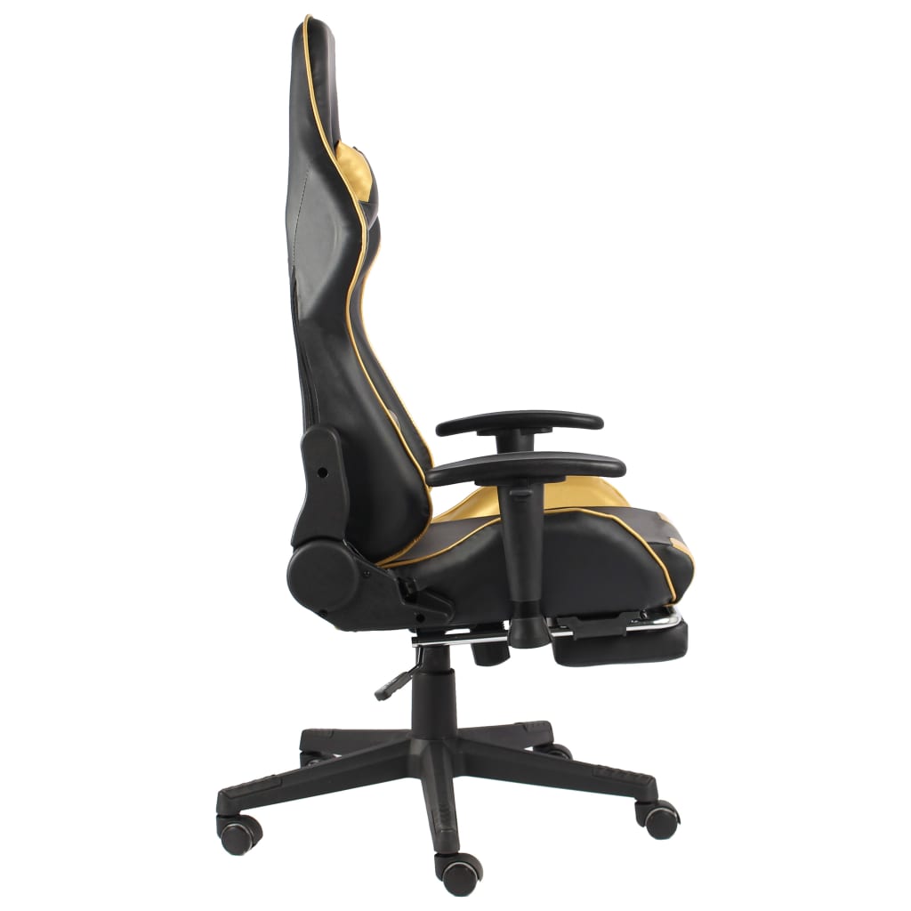 vidaXL Gaming-Stuhl mit Fußstütze Drehbar Golden PVC