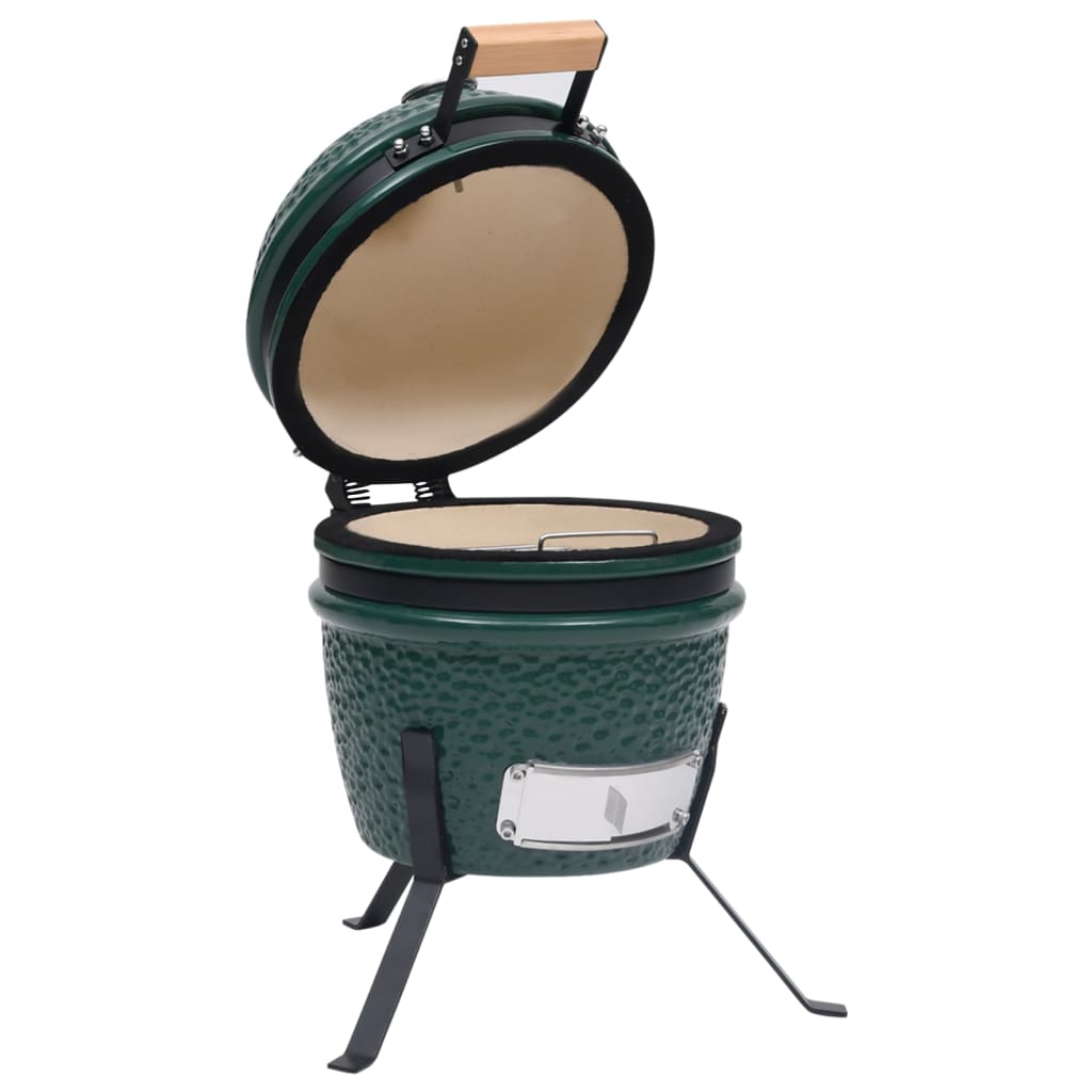 vidaXL 2-in-1 Kamado Grill Smoker Ceramic 56 cm Green