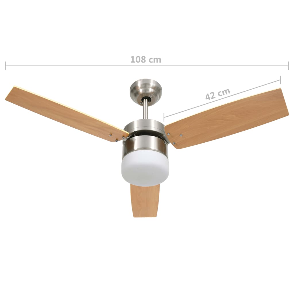 vidaXL Deckenventilator mit Licht und Fernbedienung 108 cm Hellbraun