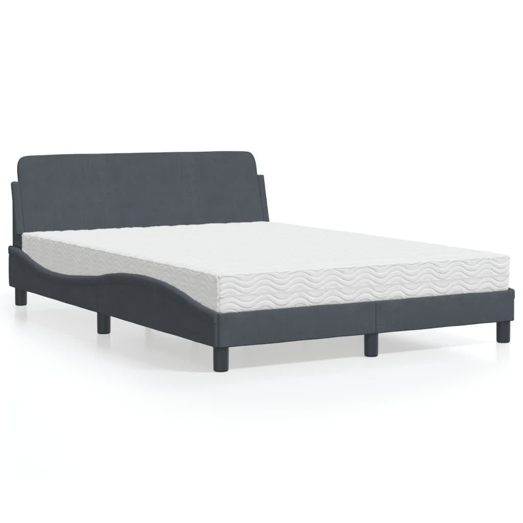 vidaXL Bett mit Matratze Dunkelgrau 140x200 cm Samt