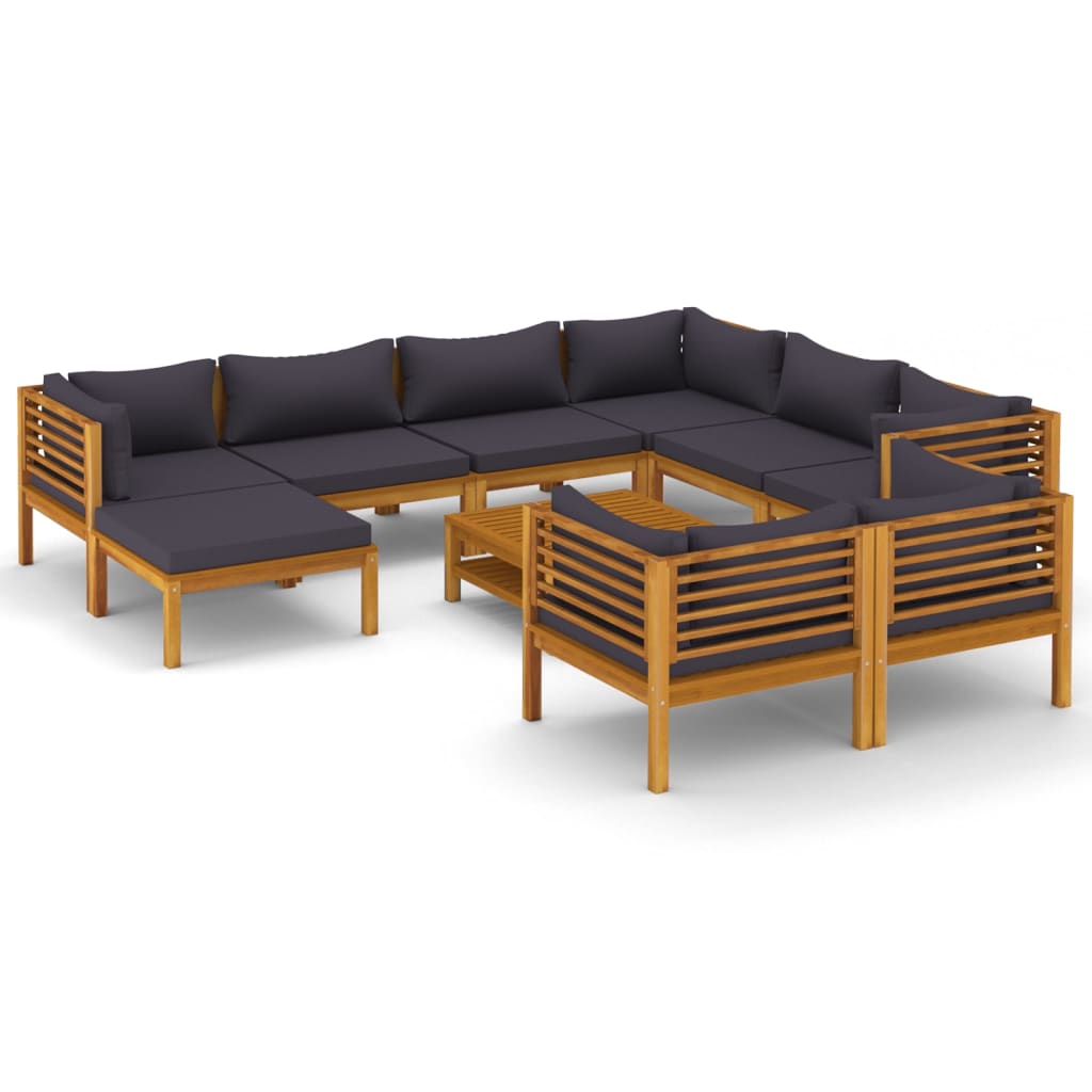 vidaXL 10-tlg. Garten-Lounge-Set mit Auflage Massivholz Akazie