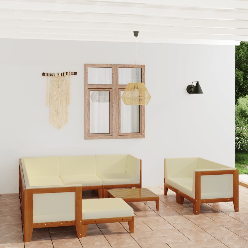 vidaXL 10-tlg. Garten-Lounge-Set mit Kissen Massivholz Akazie