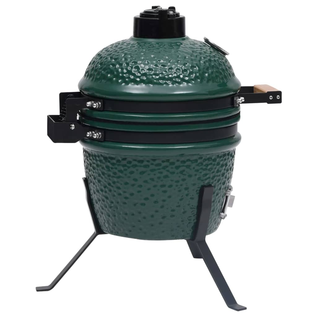 vidaXL 2-in-1 Kamado-Grill Smoker Keramik 56 cm Grün