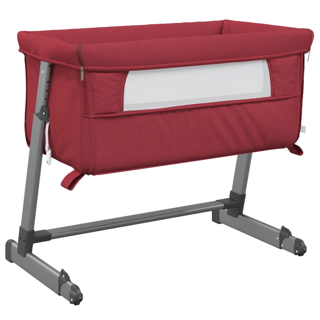 vidaXL Babybett mit Matratze Rot Leinenstoff