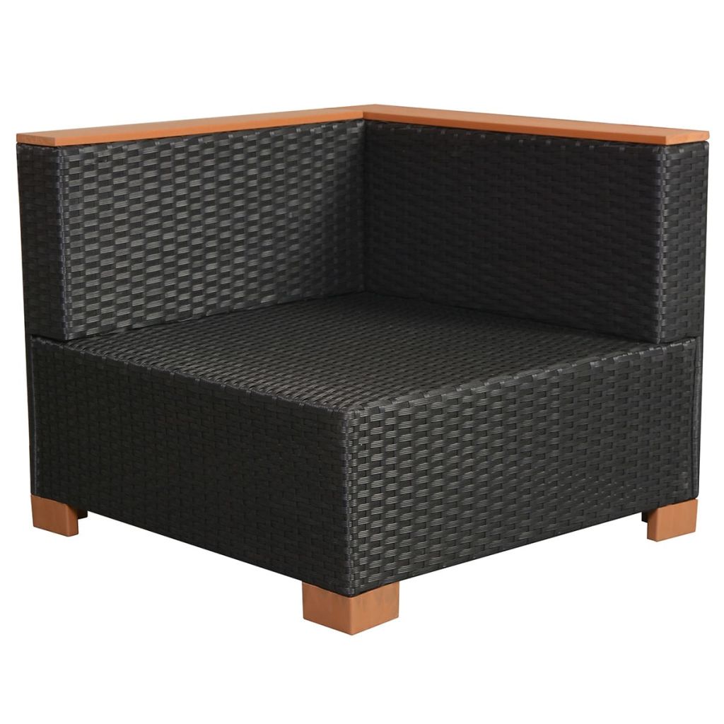 vidaXL 10-piece garden lounge set with cushions poly rattan black