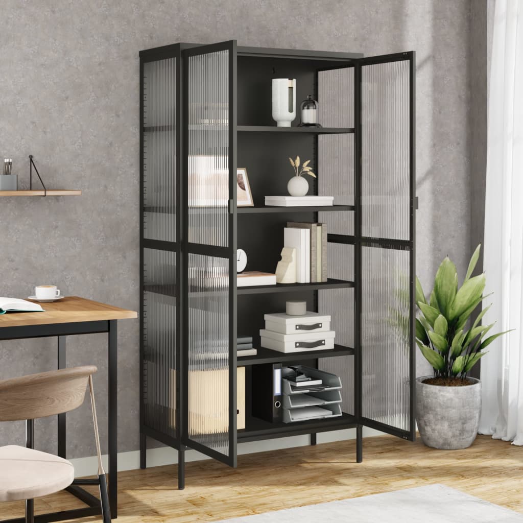 vidaXL Highboard Schwarz 85x40x180 cm Glas und Stahl