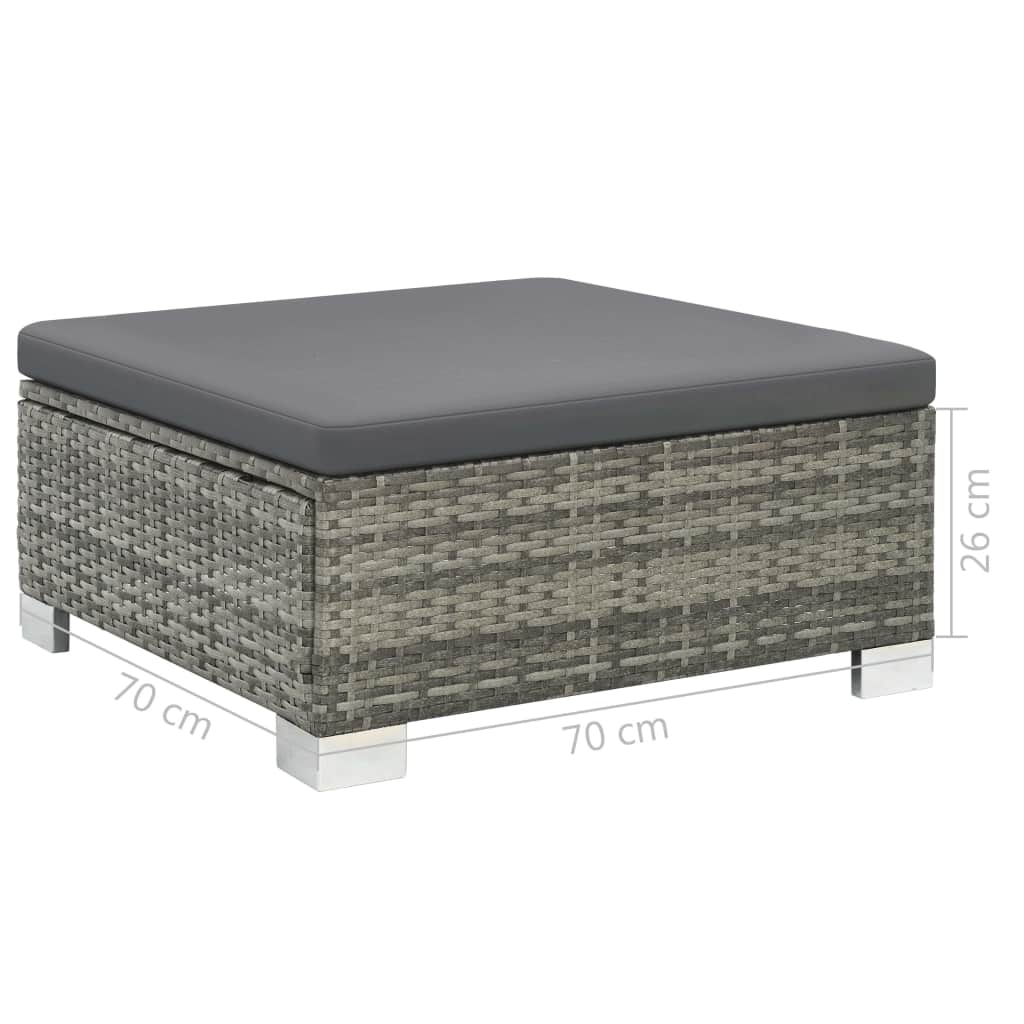 vidaXL 10-tlg. Garten-Lounge-Set mit Auflagen Poly Rattan Grau