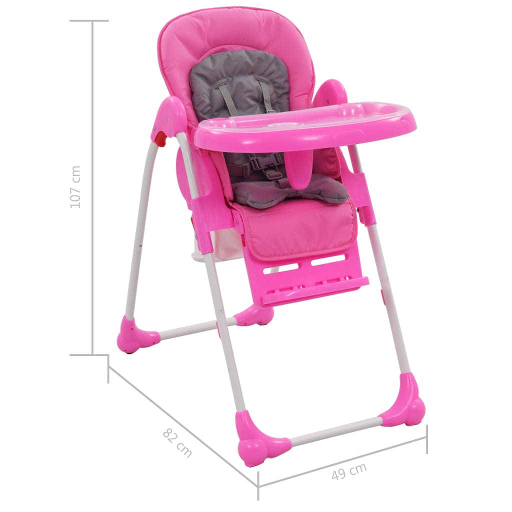 vidaXL Baby-Hochstuhl Rosa und Grau