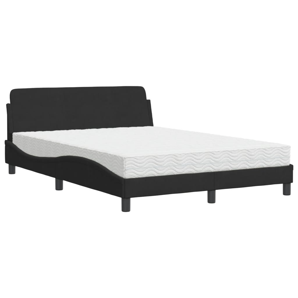 vidaXL Bett mit Matratze Schwarz 140x200 cm Samt