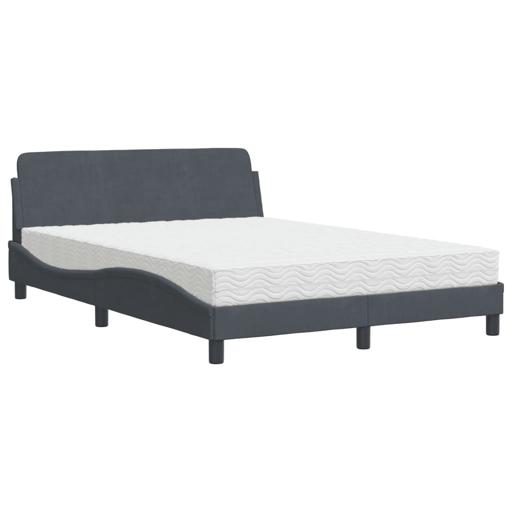 vidaXL Bett mit Matratze Dunkelgrau 140x200 cm Samt