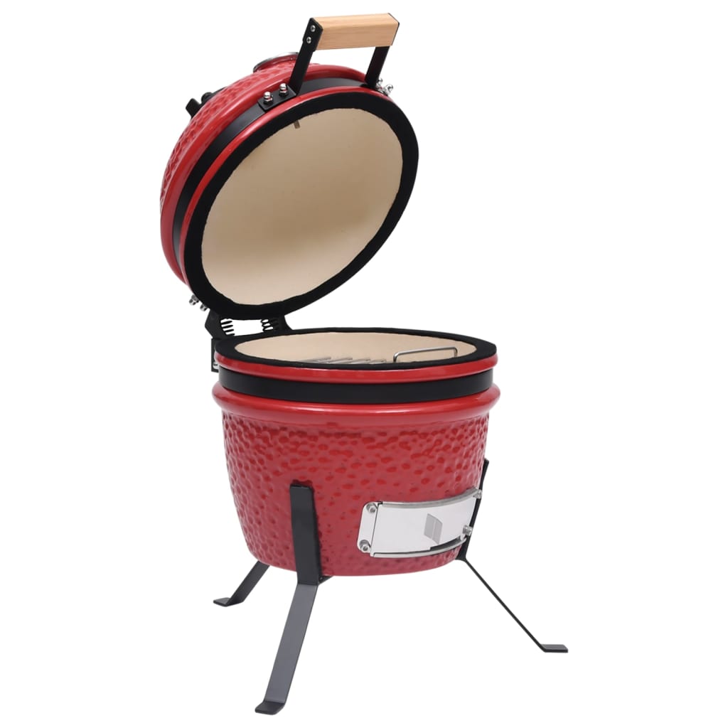 vidaXL 2-in-1 Kamado-Grill Smoker Keramik 56 cm Rot