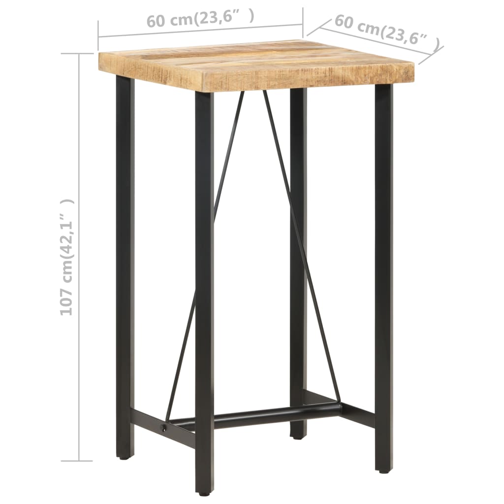 vidaXL Bartisch 60x60x107 cm Raues Mangoholz  