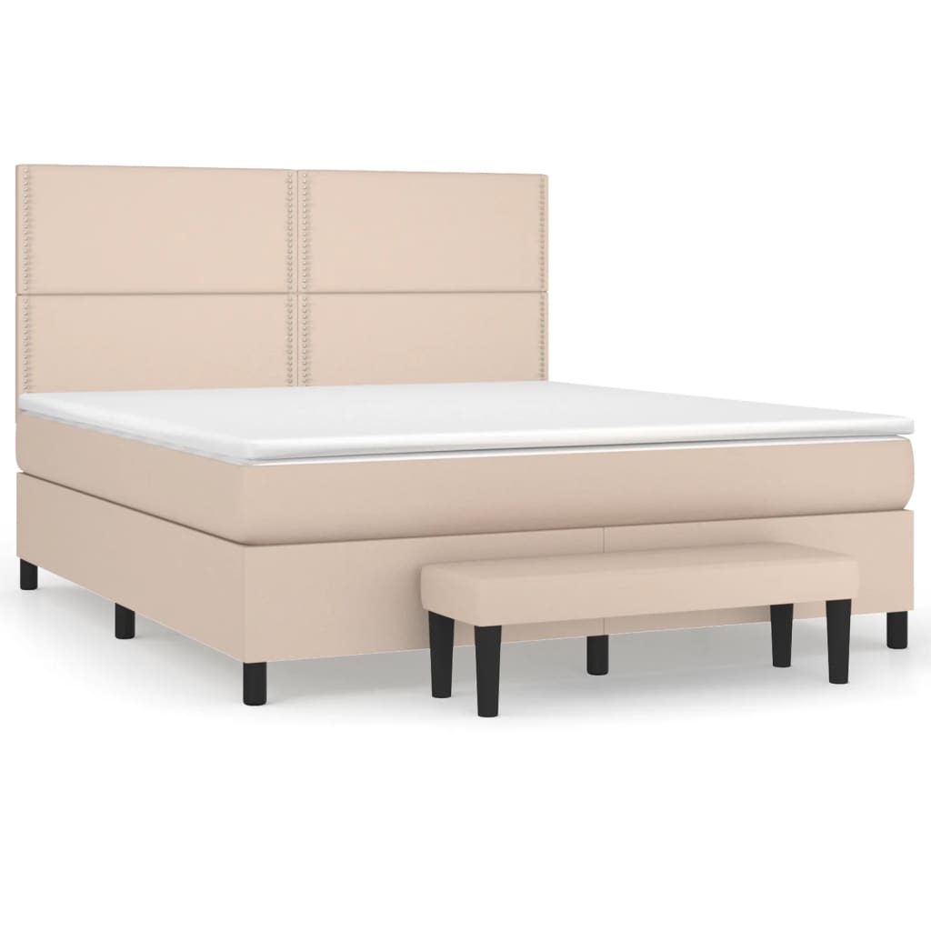 vidaXL Boxspringbett Matratze Cappuccino-Braun 160x200 cm Kunstleder