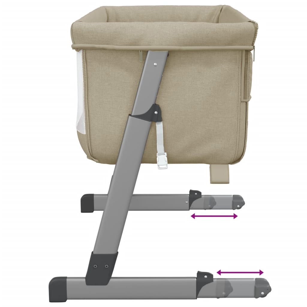 vidaXL Babybett mit Matratze Taupe Leinenstoff