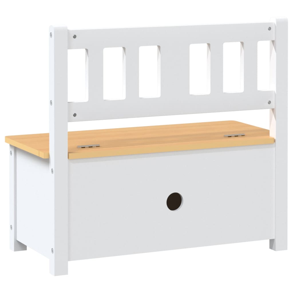 vidaXL Kinderbank mit Stauraum Weiß und Beige 60x30x55 cm MDF