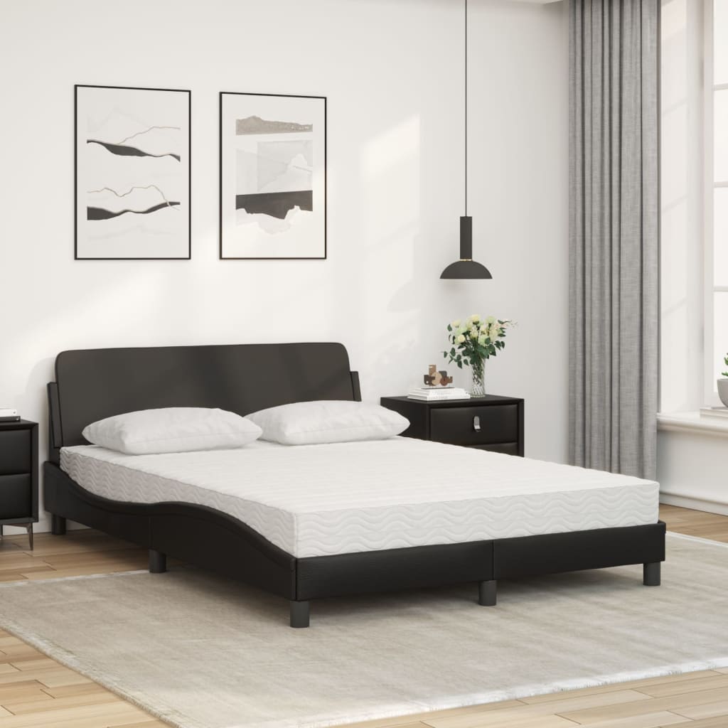 vidaXL Bett mit Matratze Schwarz 140x200 cm Kunstleder