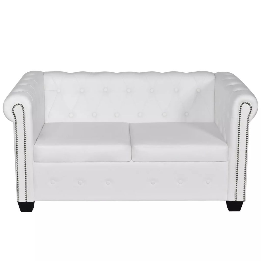   vidaXL Chesterfield-Sofas 2-Sitzer und 3-Sitzer Kunstleder Weiß 