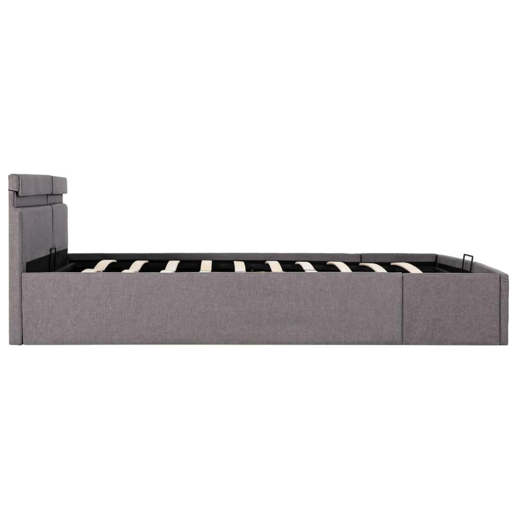 vidaXL Bett mit Bettkasten Hydraulisch mit LED Taupe Stoff 160x200 cm 