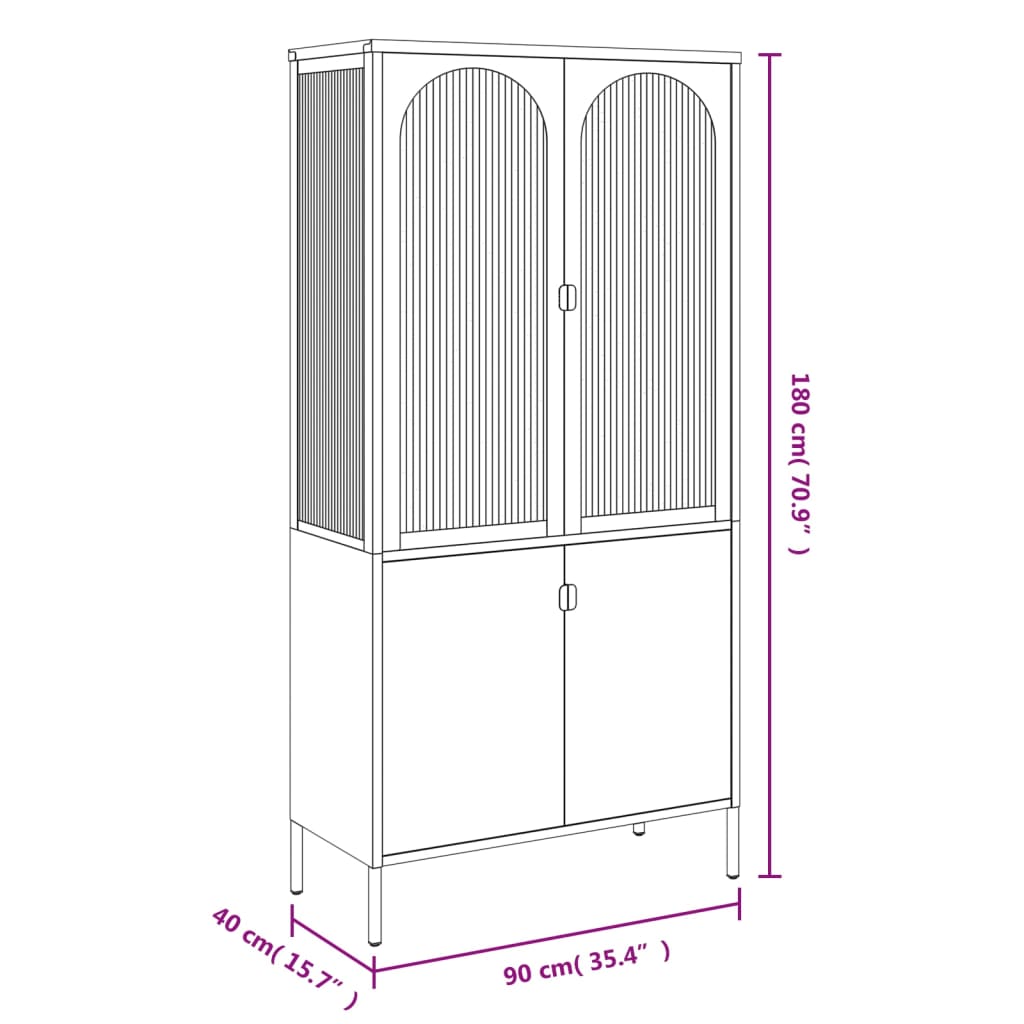 vidaXL Highboard Schwarz 90x40x180 cm Glas und Stahl